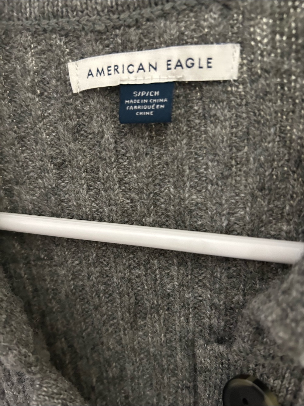 American Eagle Outfitters Charcoal Ribbed Button-Up Cardigan - Picture 2 of 3